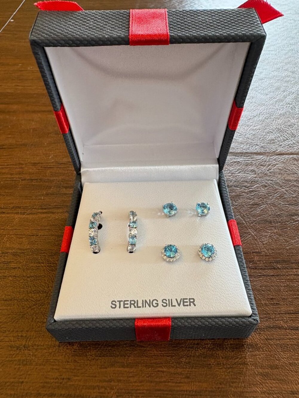 Blue Topaz sterling silver earring set
